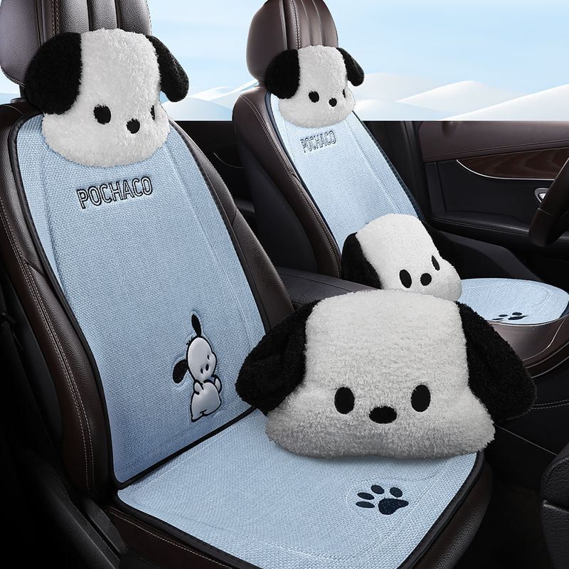 自動車のヘッドレストがかわいい白黒犬の車載腰当て抱き枕アイデア自動車ヘッドレストネックカバー