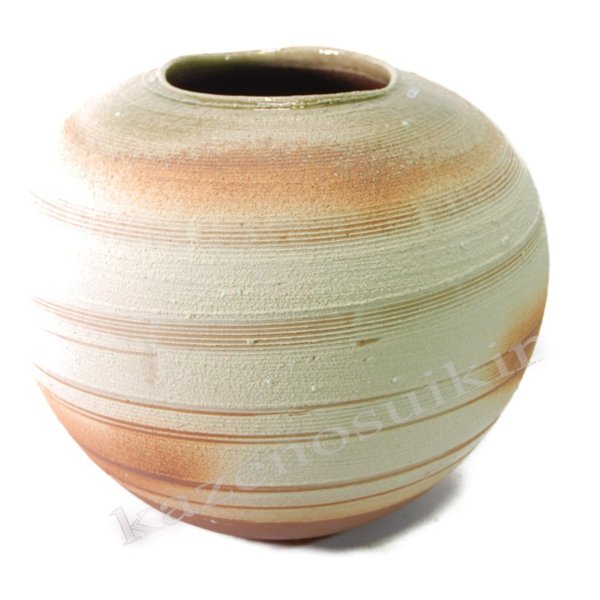 白泥櫛目丸花瓶　10号　（信楽焼陶器花瓶花入れ花器）