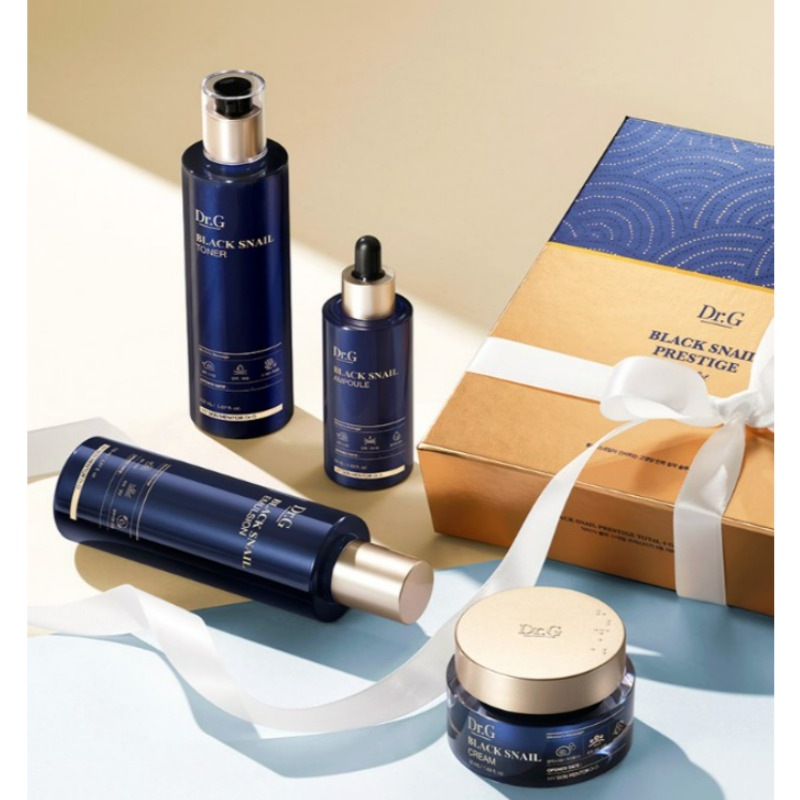 【プレゼント４種セット】ブラック スネイル プレステージ トナー 150ml + エマルジョン 150ml + アンプル 50ml + クリーム 50ml (ショッピングバッグ付き)