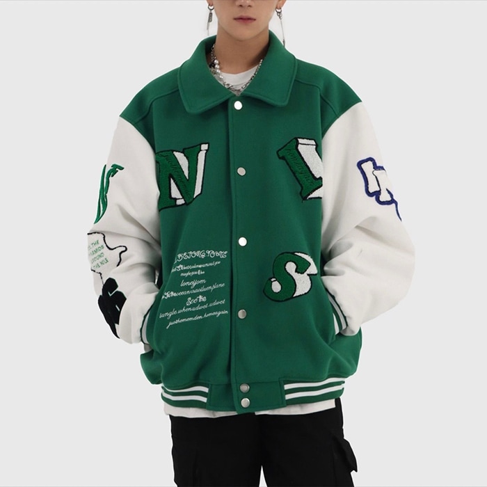 秋冬 メンズファッション アウター コート ジャケット 韓国ファッション グラフィックパッチ 刺繍