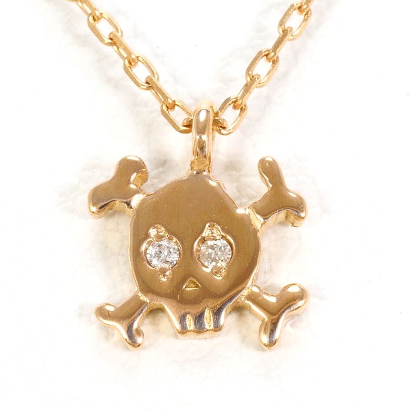 K10 10金 PG ピンクゴールド ネックレス ダイヤ 約40cm ジュエリー 中古