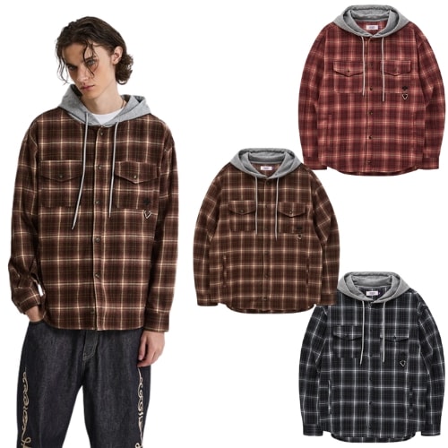 HD Check Hood フードシャツ 3色