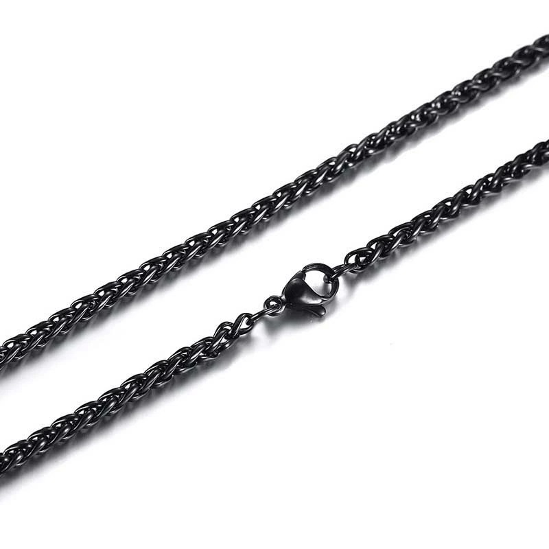 ブラックターラントチェーン 太さ 6mm サージカルステンレス316L製 ネックレスチェーン 太い 太め チョーカー 首飾り 編み込み にメンズ レディース プレゼント stc00-00055x