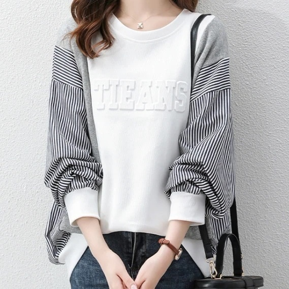 【超人気】シンプル定番プルオーバーラウンドネック切り替えパーカー