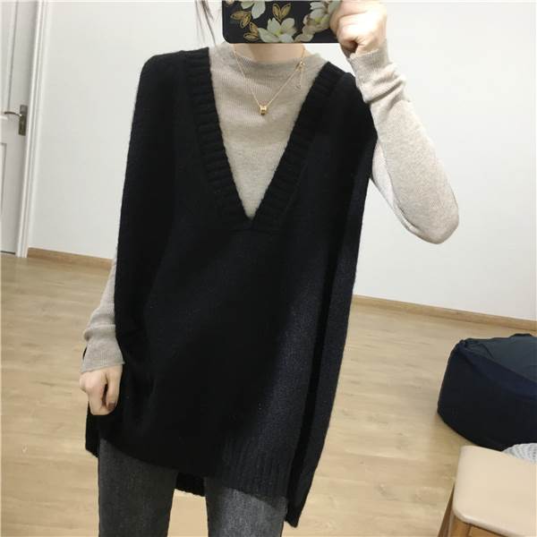 ベスト レディース トップス ニットベスト ニットトップス ワンサイズ フリーサイズ ブラック 黒 ベージュ ダークグレー 灰色 ブラウン 茶色 大人カラー くすみカラー 秋カラー 無地 Vネック 深 5,151円