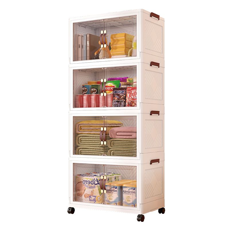 ダブルドア折りたたみ式収納ケース引上げ式極速簡単取付け車輪付きで移動自在