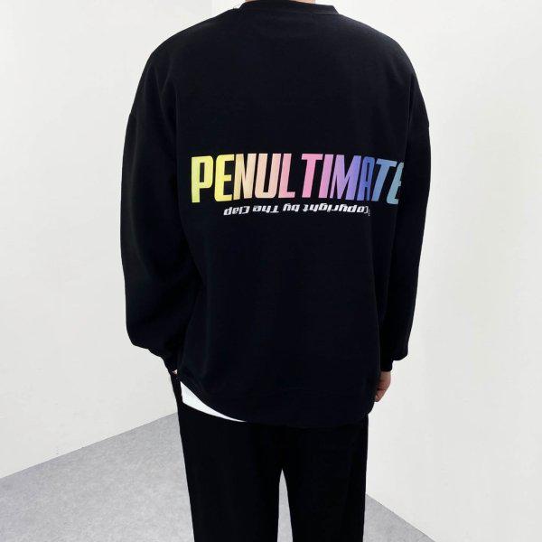 メンズ オーバーサイズ アルティメット レインボー スコッチ レタリング プリント 長袖 スウェットシャツ Tシャツ 3色