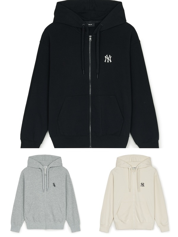 3ATRB0151 正規品保証 関税負担なし 韓国限定販売 男女共用 [25S新商品]ベーシック スモールロゴ オーバーフィット ツーウェイ フードジップアップ ニューヨークヤンキース