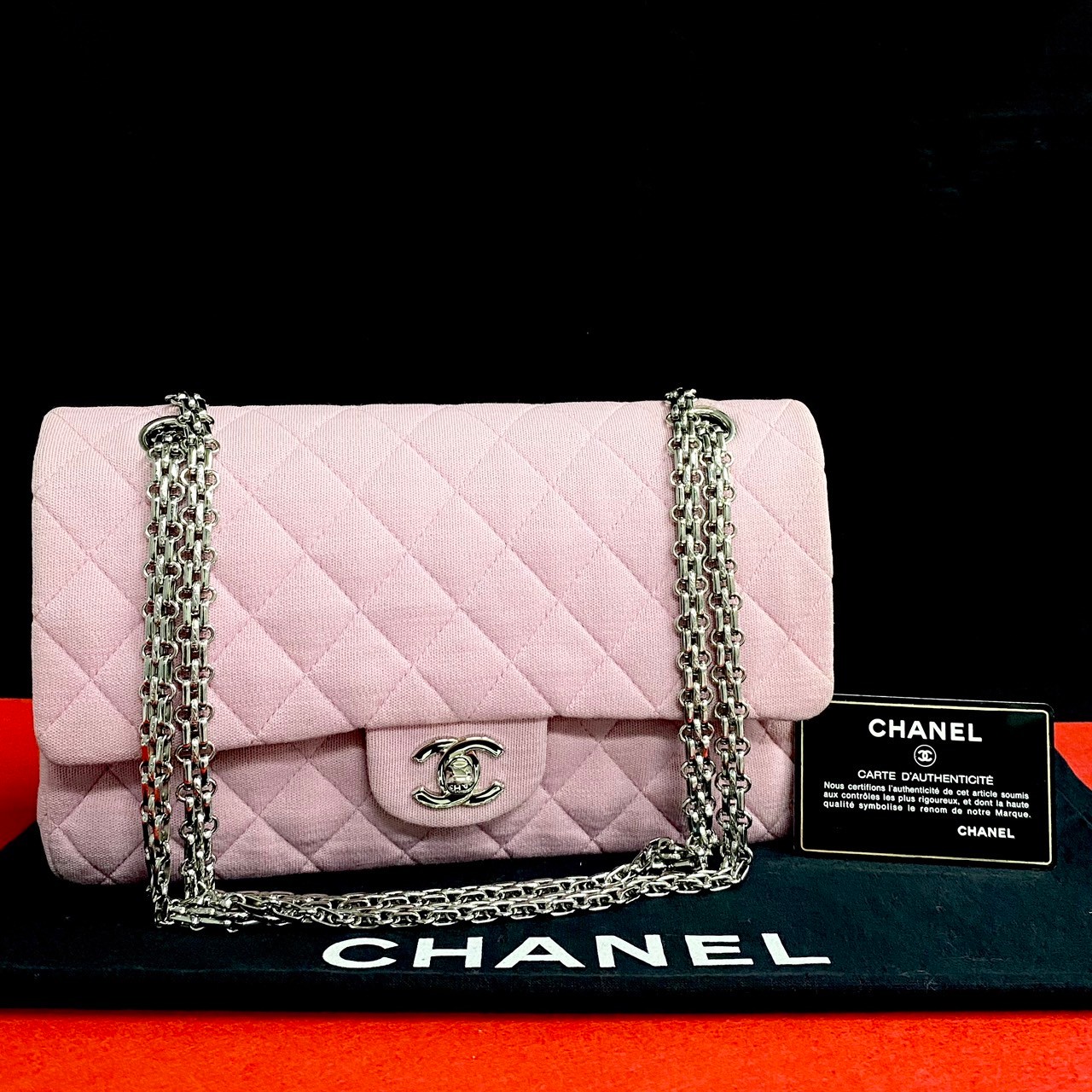 ヴィンテージ マトラッセ Wフラップ ココマークショルダーバッグ コットン ピンク 37172 246,650円