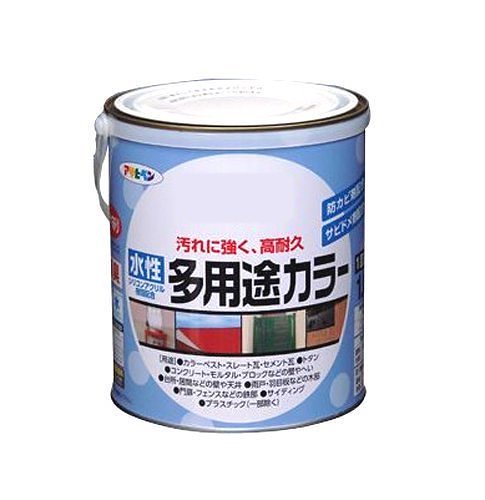 アサヒペン（まとめ買い）水性多用途カラー 1.6L ソフトグレー [x3缶セット]