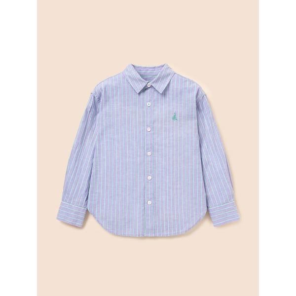 [BEANPOLE KIDS] [エッセンシャル] クラシックリネンマルチストライプシャツ ライトパープル (BI6364UE1V)