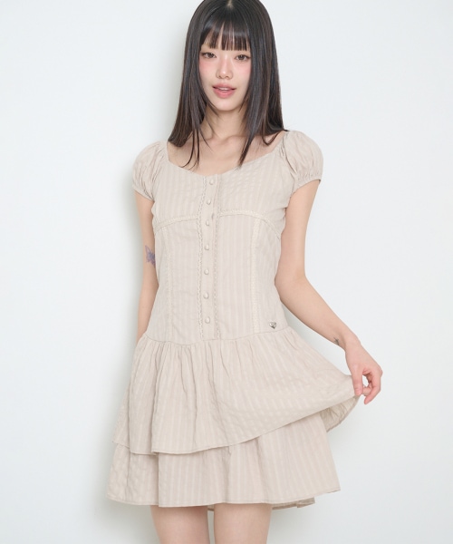 【ILLIGO】 PUFF FRILL DRESS BEIGE 正規品