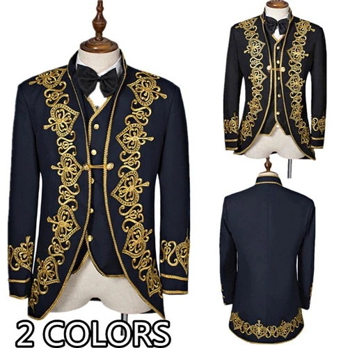 演出 中世 華麗な王族服 洋式 復古 コスプレ 衣装 紳士 貴族 王子様 公爵様 貴族服 刺繍 貴族 3点セット 王子様 コート メンズ クリスマス仮装 公爵 大人 ハロウィン イギリス 豪華 コスチ