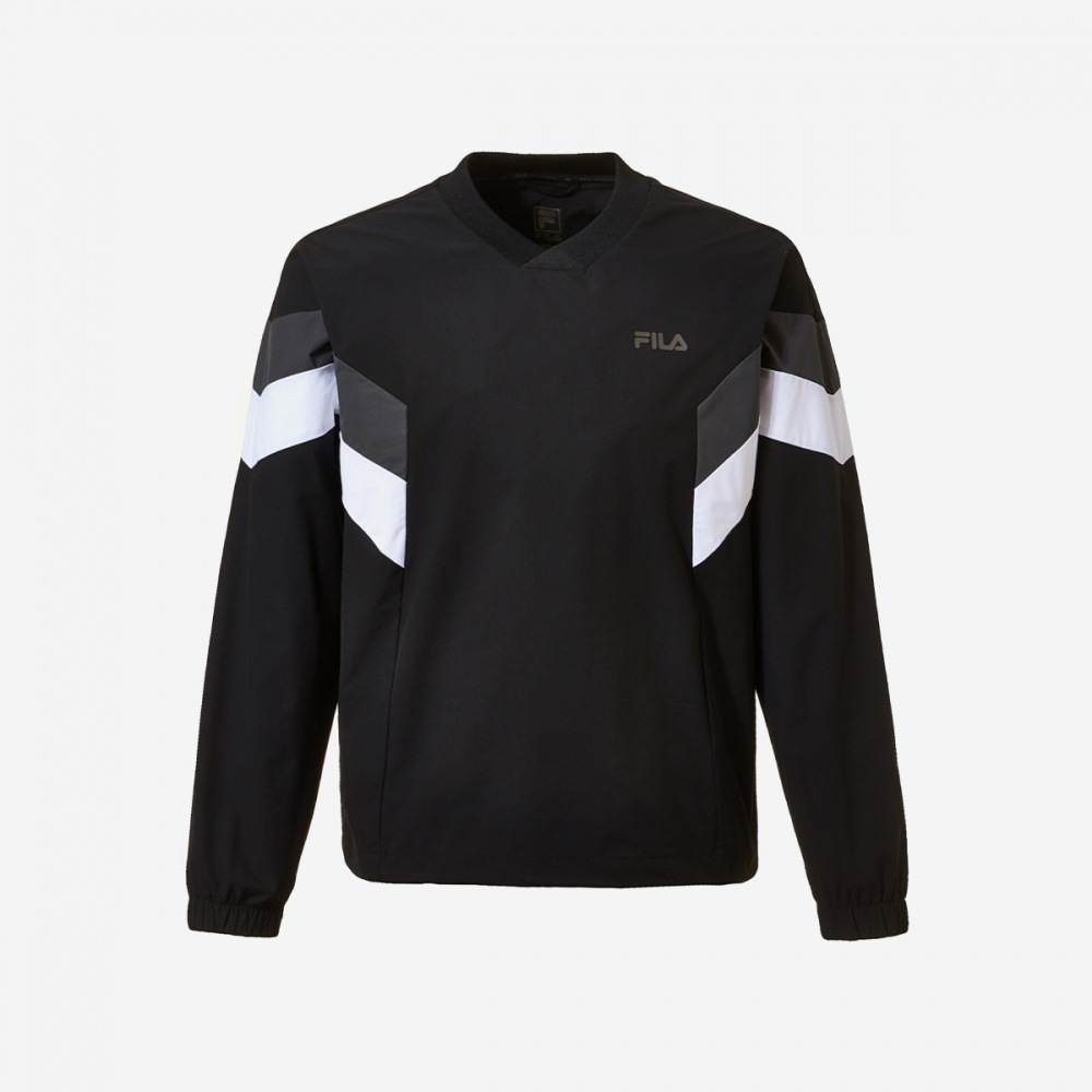 フィラユニストレッチコンフォートフィット Vネックウーブンスウェットシャツ FS2POG1205X-BLK