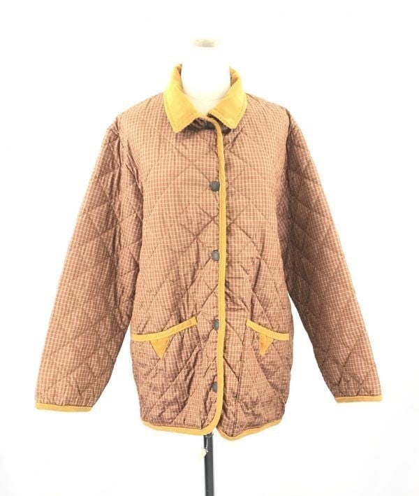 イングランド製ジョンパートリッジチェック柄/キルティングジャケット【Womens size-XS/橙×赤】JOHN PARTRIDGEBC394L