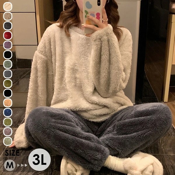 もこもこ モコモコパジャマ ルームウェア 上下セット パジャマ 冬 長袖 寝巻き 部屋着 暖かい あったか モコモコ 大人用 ふわふわ レディース 女性用 かわいい 可愛い ギフト プレゼント dh1