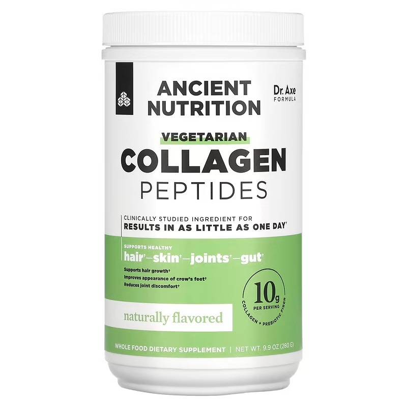 Dr. Axe / Ancient Nutrition　ベジタリアンコラーゲンペプチドナチュラルフレーバー9.9オンス（280g）