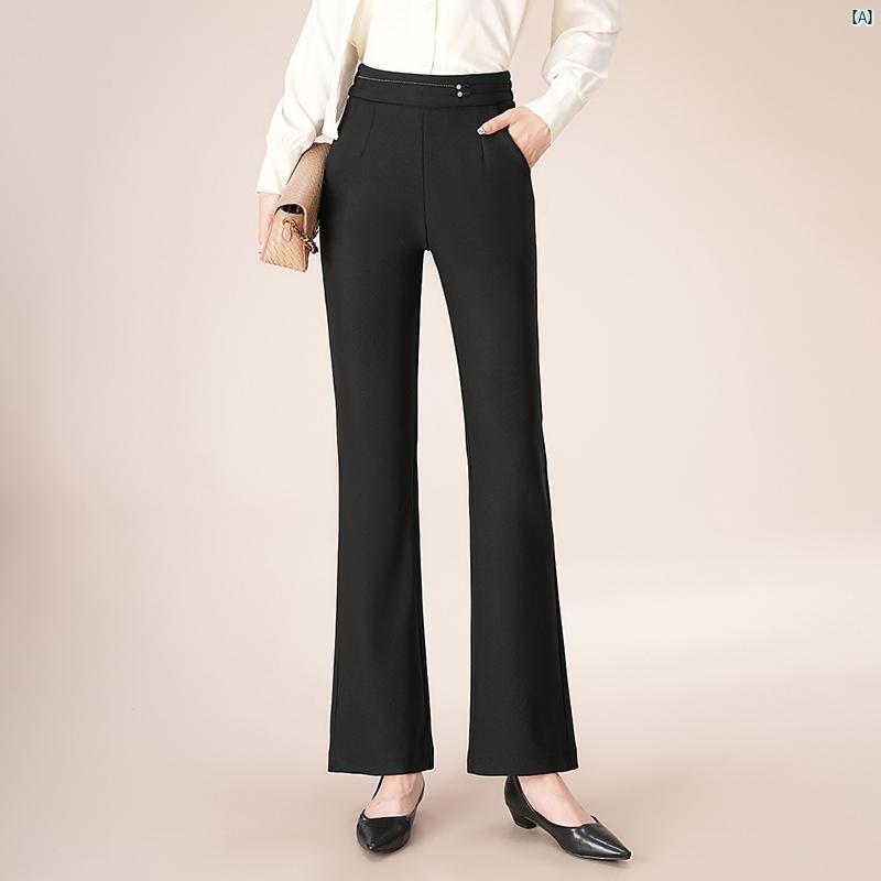 レディース　ファッション　オシャレ　シンプル スーツ フレアパンツ 春秋 ハイウエスト スリム 大きいサイズ フィッシュ テール マイクロフレア ロング パンツ