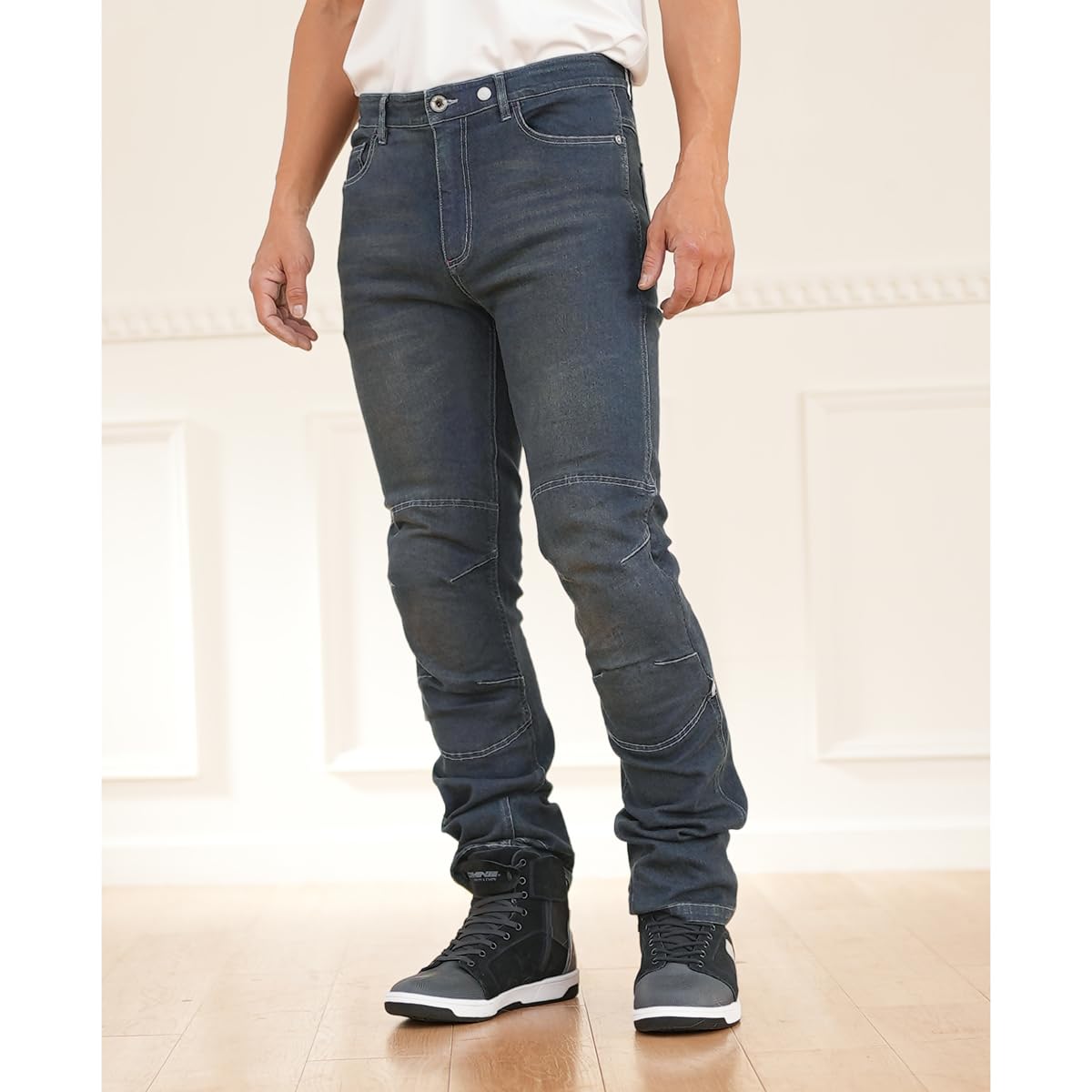 KOMINE 2025モデル WJ-7325R エニグマライトプロテクトジーンズ バイク用 春夏秋向け CEプロテクター ストレッチ Deep Indigo L/32