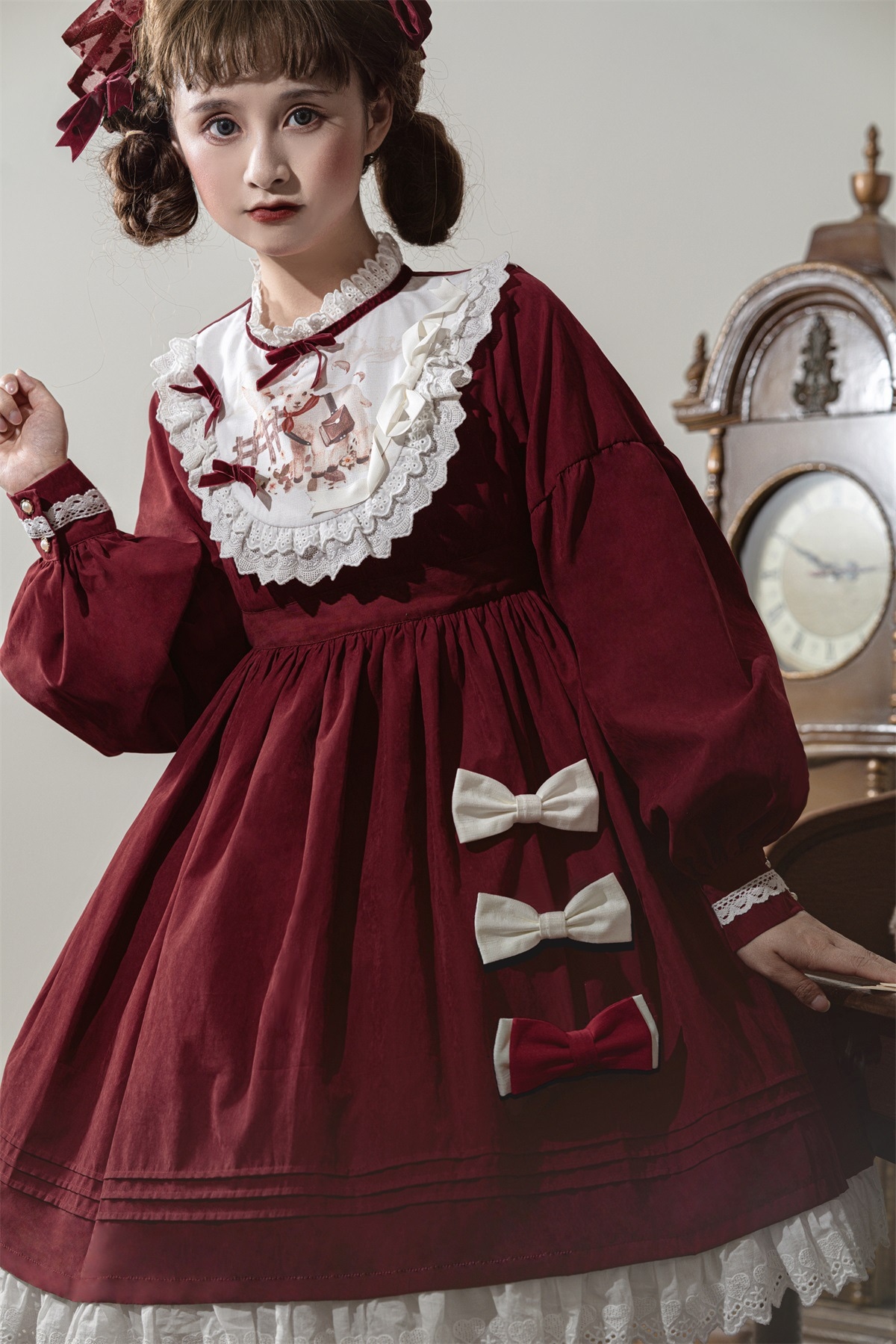 OP ロリータ ワンピース コスプレ 長袖レッド 衣装 ゴシック仮装クリスマス忘年会結婚式お姫様 A535