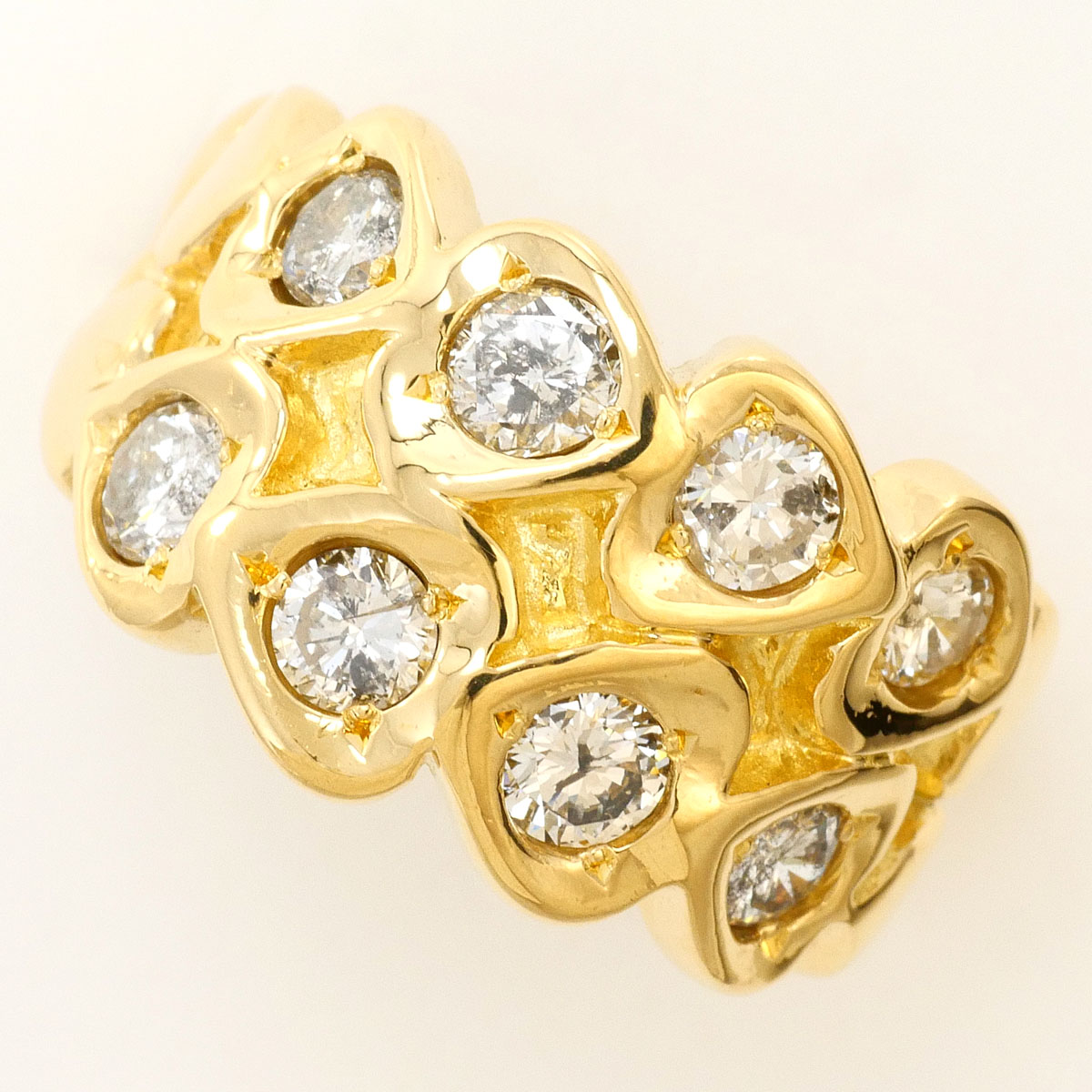 K18 18金 YG イエローゴールド リング・指輪 10号 ダイヤモンド 1.00ct 鑑別書 総重量約8.0g 中古