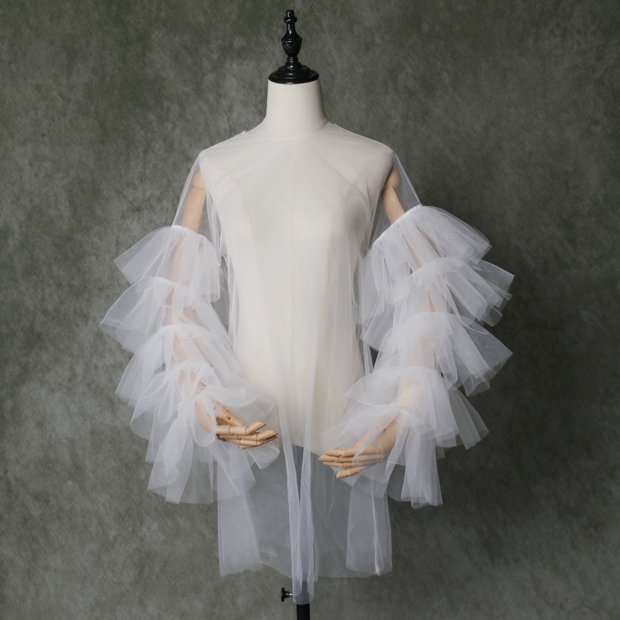 カーディガン(ボレロ) ソフトチュール ラッフルフリル 長袖　演奏会/音楽会