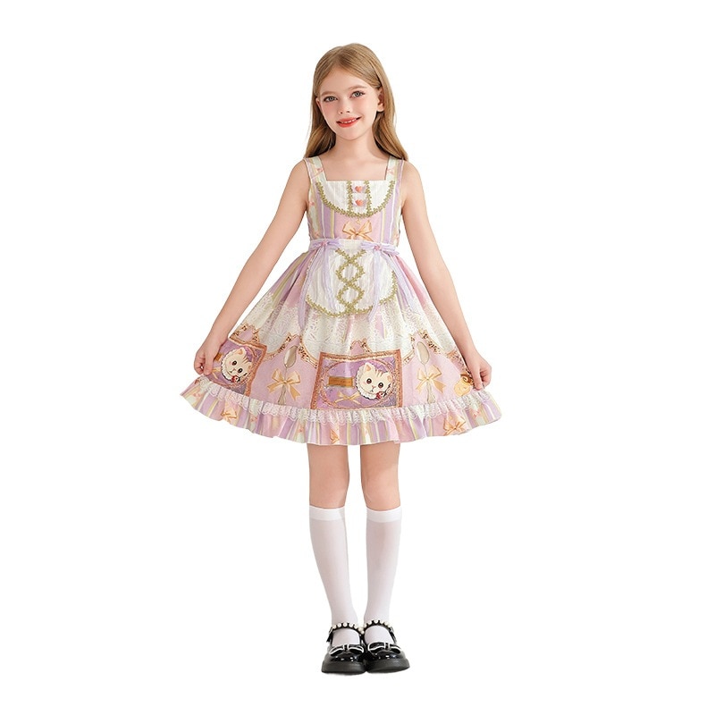 夏の田園風子供用レースドレス キュートなロリータ ロリータスカート 女の子 ハワイアン ビーチ プリンセスドレス
