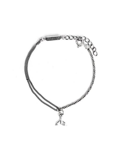 【HARANG】 HR 272B_Whale Tail Half &Half Double Chain Bracelet [Rope] 正規品