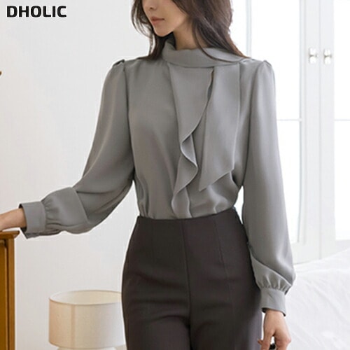 ボウタイフリル長袖カラーブラウス・1955963