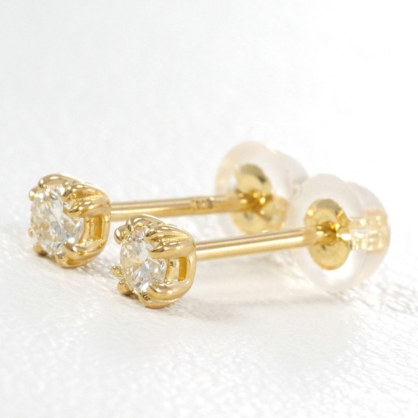 K18 18金 YG イエローゴールド ピアス ダイヤ 0.11 0.09 ジュエリー 中古
