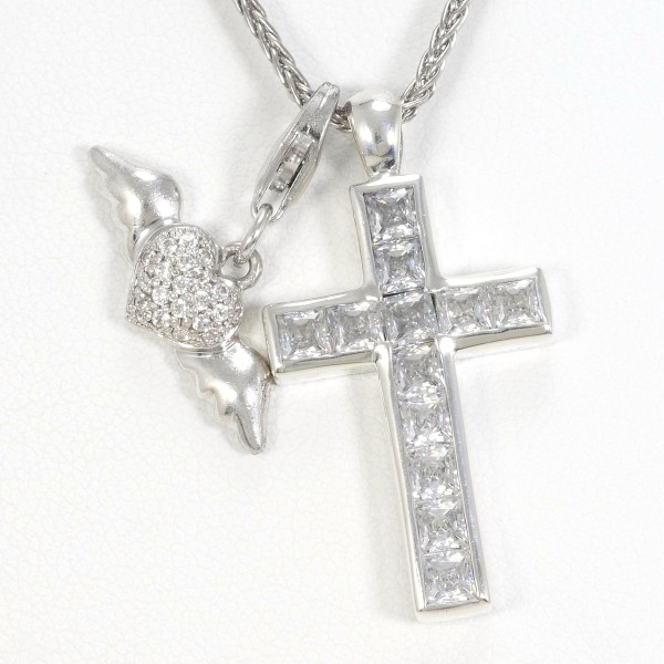 シルバー ネックレス ジルコニア 総重量約9.7g 約44cm ジュエリー 中古