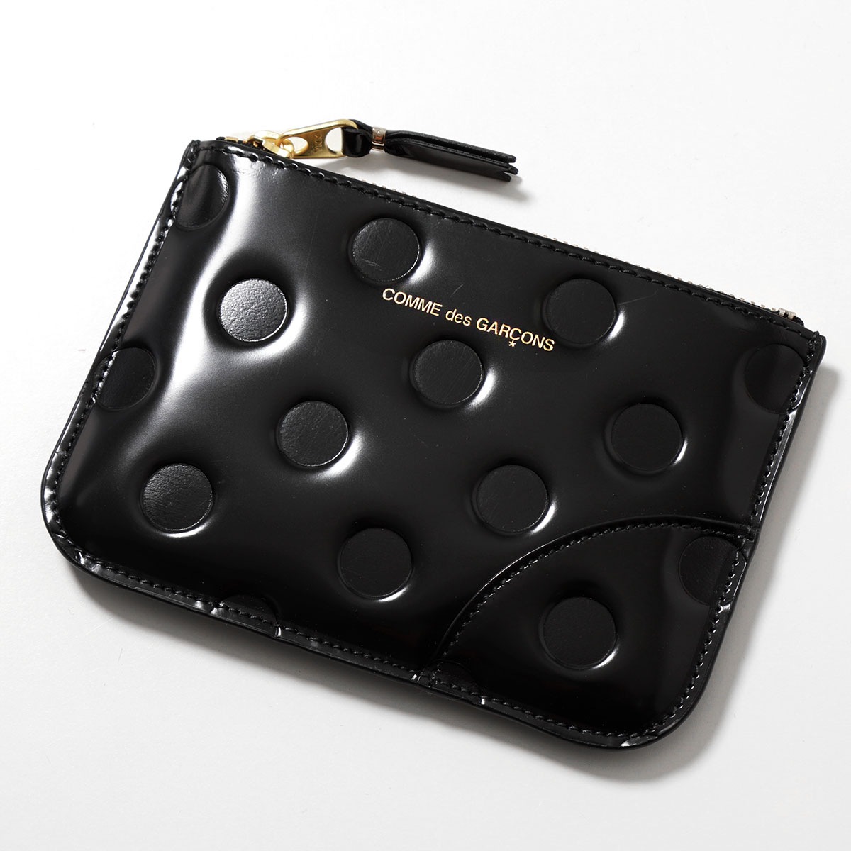 COMME des GARCONS コムデギャルソン コインケース POLKA DOTS EMBOSSED SA8100NE メンズ カードケース ロゴ ドット レザー ミニ財布 BLACK