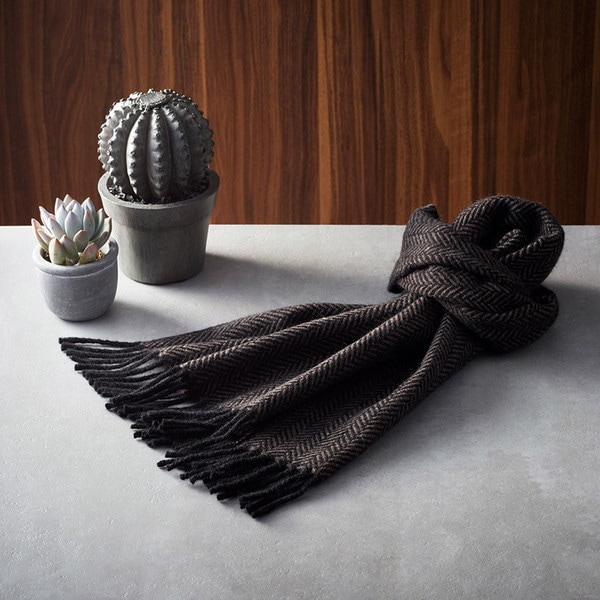 武州織技 スピニングモード カシミヤマフラー （ヘリンボン（ブラウン）） SPU20040H