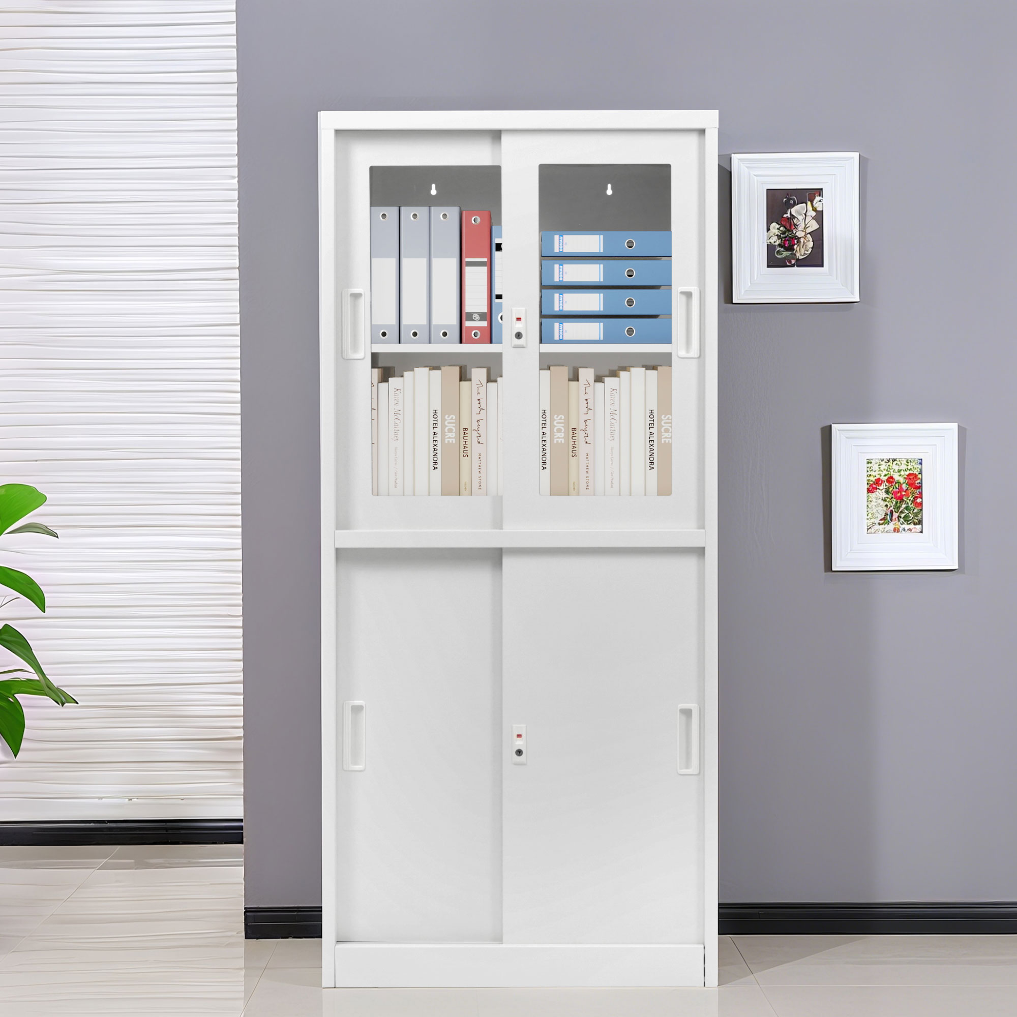 【国内発送】704スチール書庫 引き戸タイプ 書類保管庫 高さ180cm 保管庫 収納 オフィス 業務用 書庫 おしゃれ キャビネット スチールキャビネット ベース付き 可動棚 A4対応 14,653円