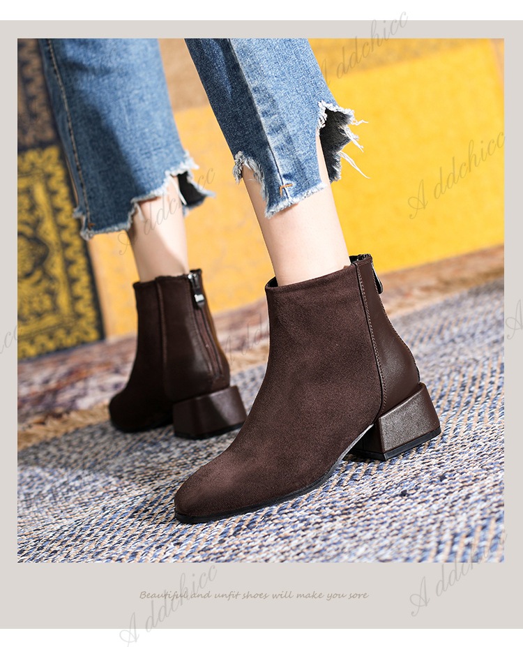 【】ショートブーツ レディース 歩きやすい ヒールブーツ 疲れない ヒール ショート ブーツ 上品 シューズ フラット スクエア ショートブーツ 靴 足が痛くならない 大きいサイズ 22-25cm