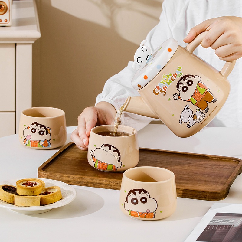 クレヨンしんちゃんセラミックティーポットティーセットかわいい家庭用誕生日プレゼントお土産ギフト