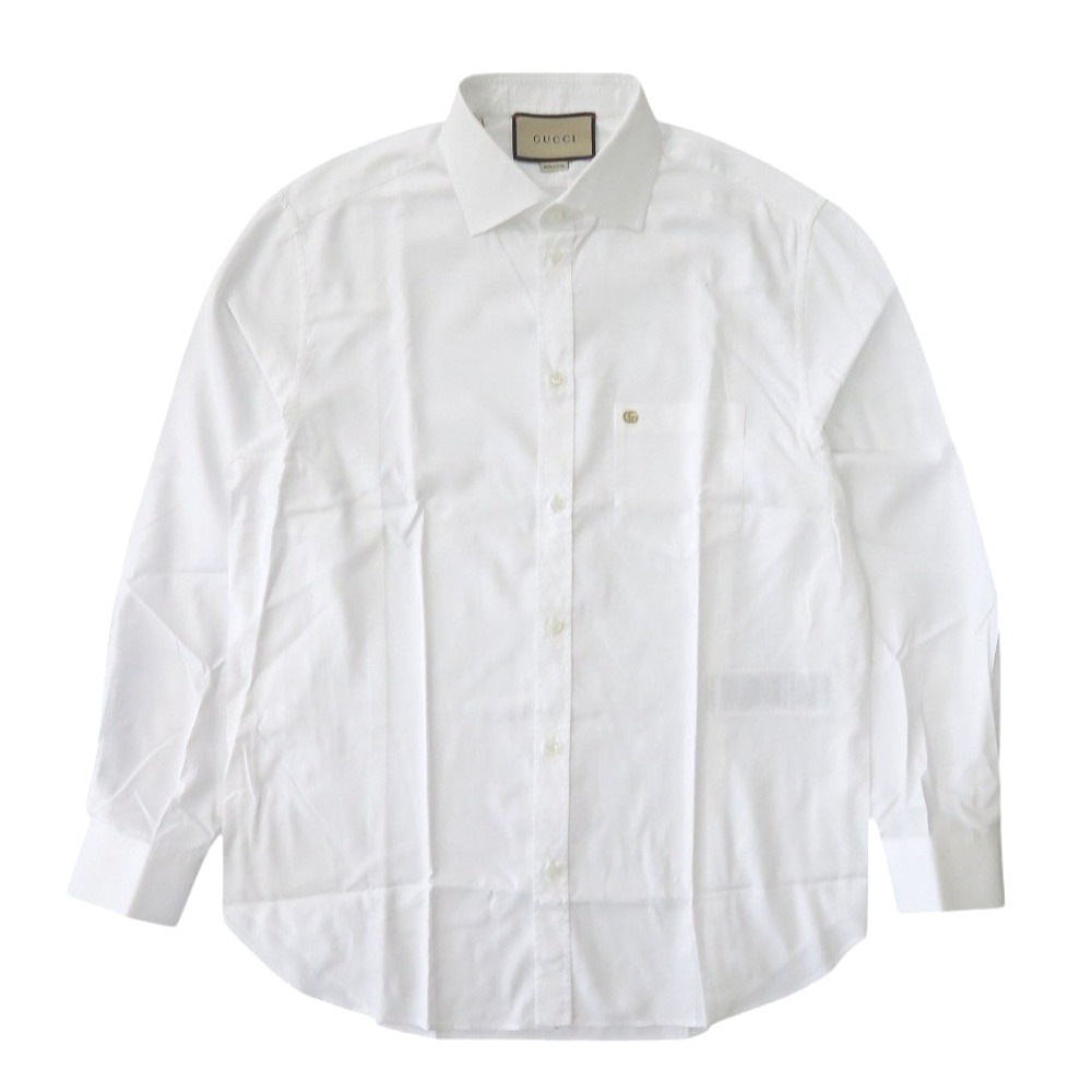 未使用品 ビジネスシャツ ロゴ刺繍 699560 ZAJOM 長袖シャツ コットン ホワイト 1224【中古】 メンズ