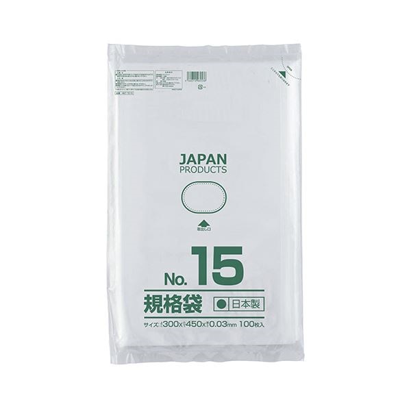 （まとめ） クラフトマン 規格袋 15号ヨコ300タテ450厚み0.03mm HKT-T015 1パック（100枚） 30セット
