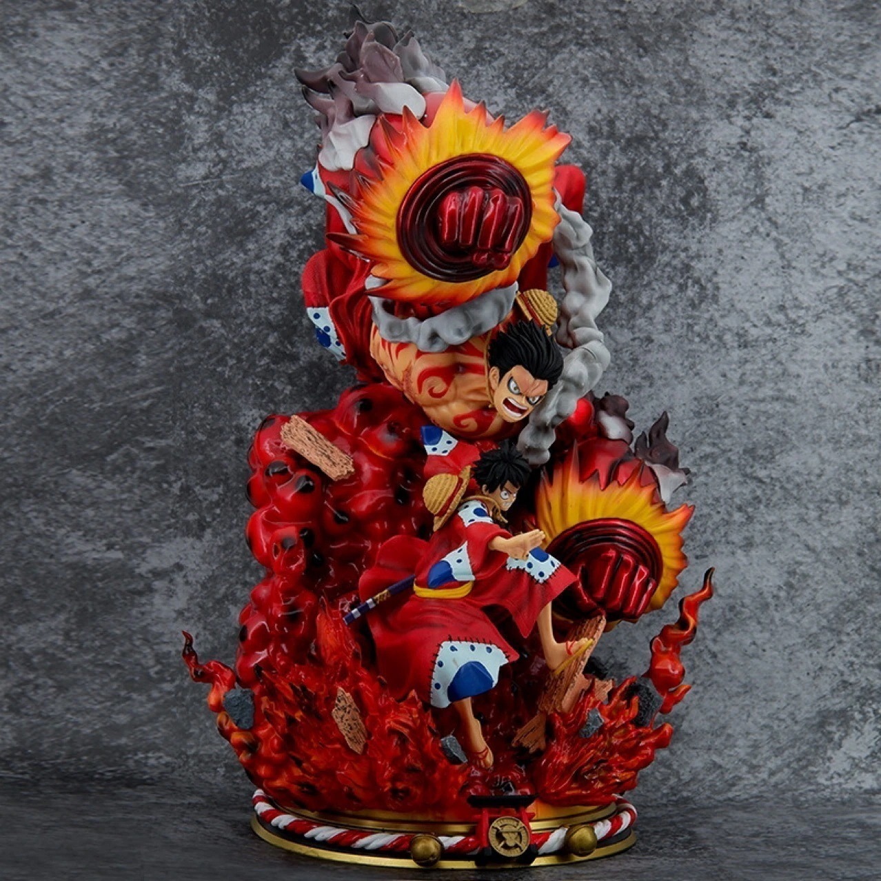 ワンピースフローファンタジーワノ国シリーズゴーストと神不動明王ルフィフィギュア像 GK 模型玩具装飾