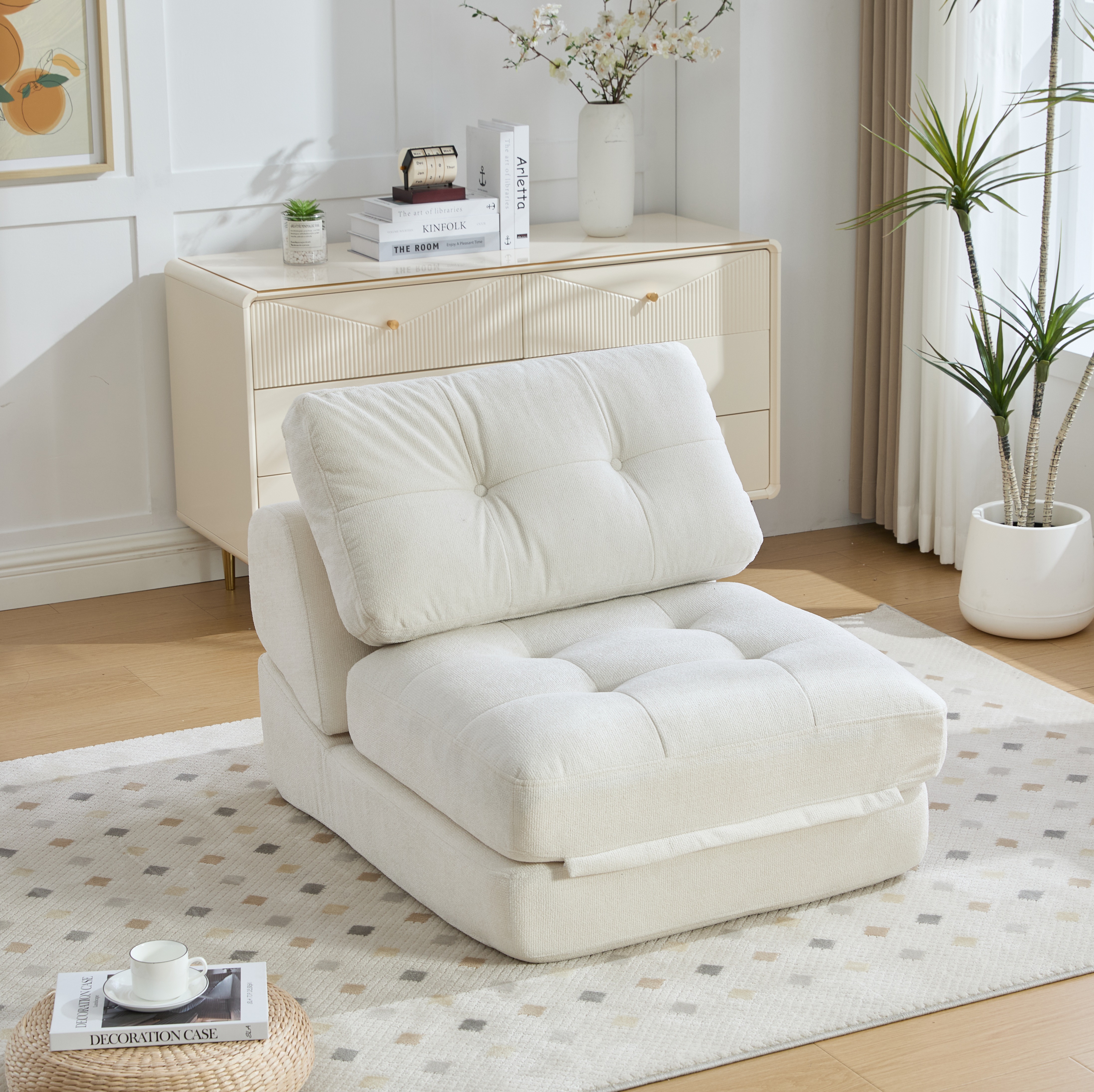 折りたたみ ソファベッド 1人掛け [幅75cm] リクライニング コンパクト シングル フロアソファ 一人暮らし シェニール生地採用 多機能