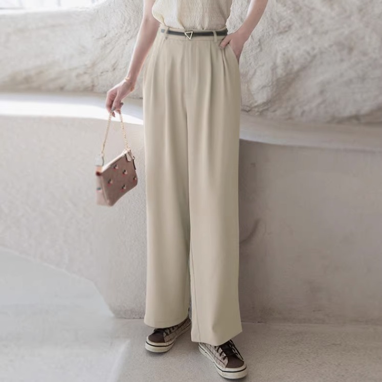 レディース パンツ ボトムス ストレートパンツ ロングパンツ ワイドパンツ タックパンツ ロング フルレングス ワイド ストレート オーバーサイズ ファスナー ポケット 前開き ウエストゴム コンサバ