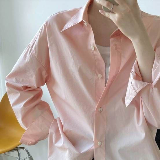 ブラウス レディース トップス シャツ 長袖 角襟 前開き ボタン かわいい 大人可愛い きれいめ