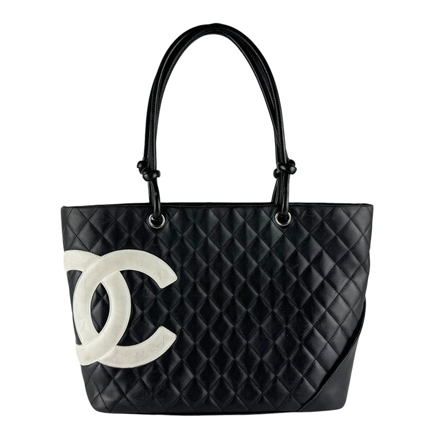 シャネル CHANEL ショルダーバッグ カンボンライン レザー ブラック/ホワイト レディース z10079
