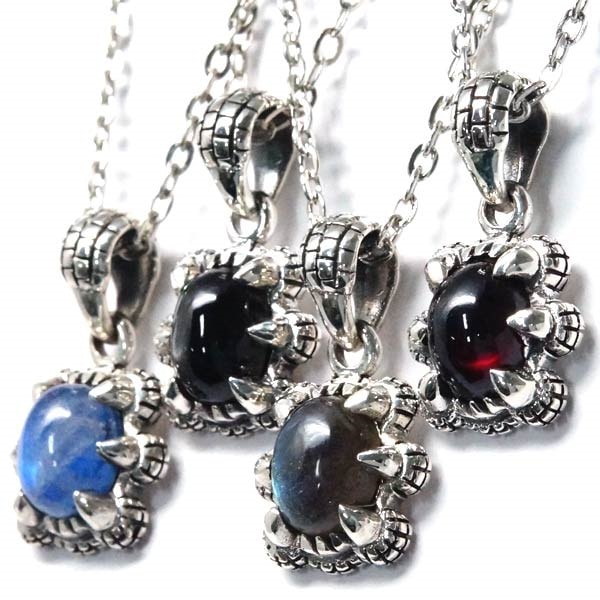 シルバー925 ペンダント ネックレス 天然石 ブルームーンストーン ラブラドライト ブラックスター ガーネット ドラゴンクロー 鱗模様 メンズ レディース クリア青/ダーク青/黒/赤