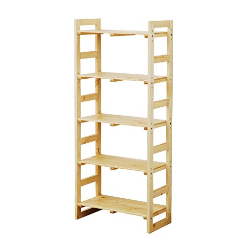 山善 ウッド ラック 幅60奥行30高さ140cm 5段 木製 棚板高さ調節可能 組立品(工具付き) ナチュラル SPR-14060NA