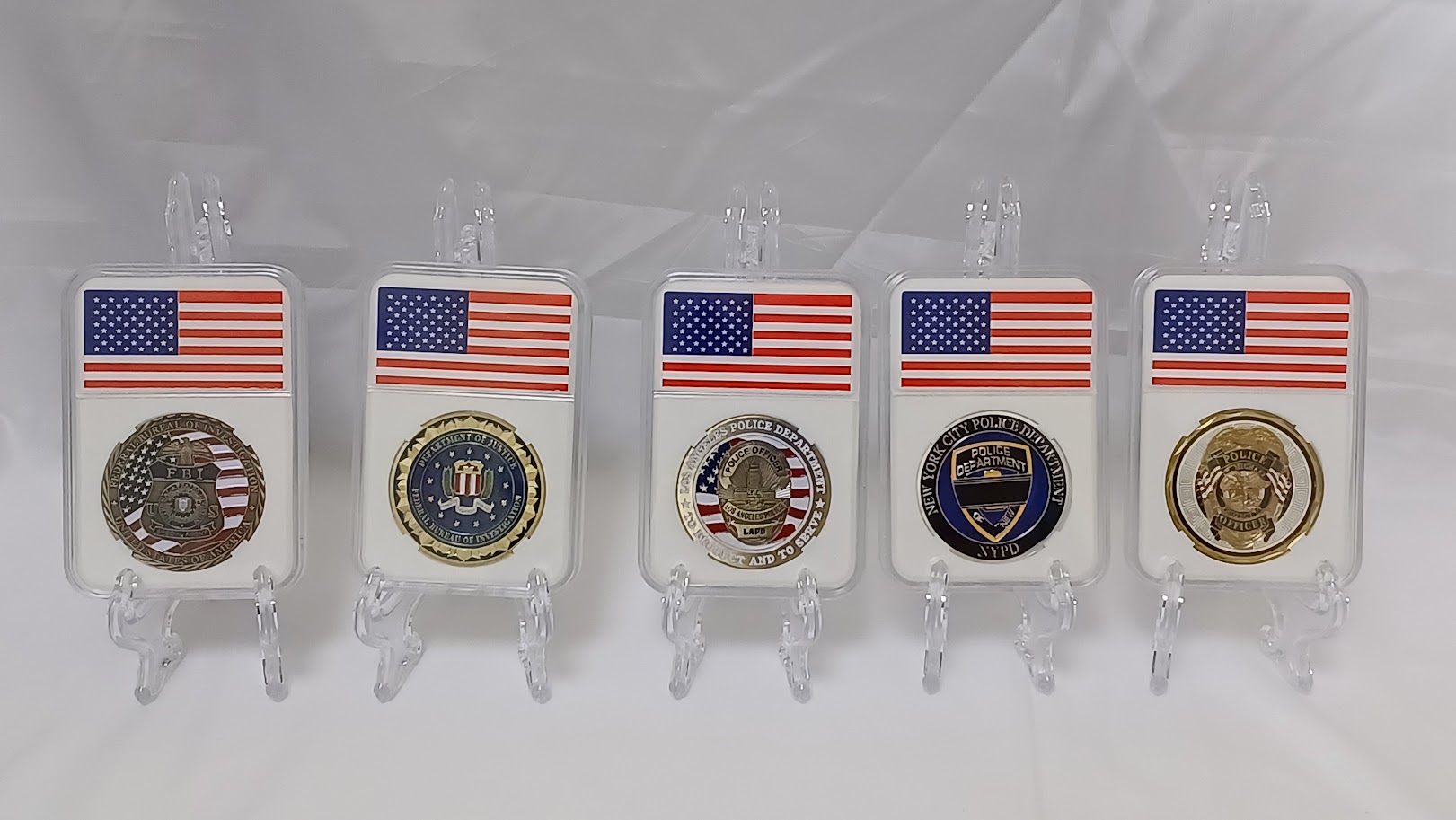 記念コインセット - ケース付き米国警察コイン 5 枚