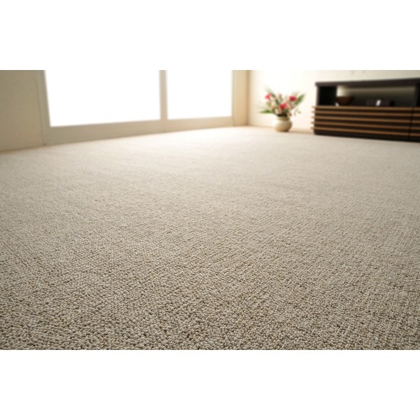 ラグマット 絨毯 江戸間 10畳 約352x440cm グレー 日本製 ウール100％ 防炎 防ダニ 抗菌 ホットカーペット可 オペラ