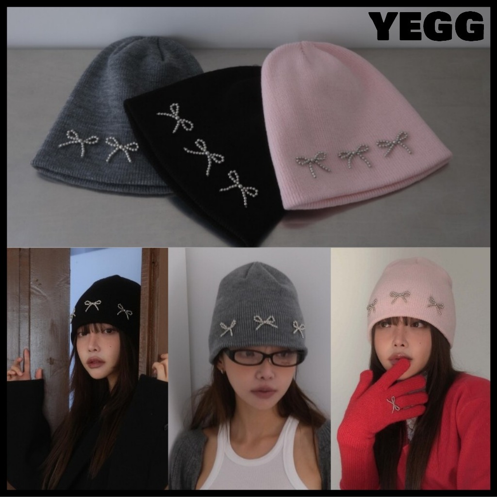 【YEGG】 Ribbon hat リボンハット韓国 ニット帽 リボンニットハット