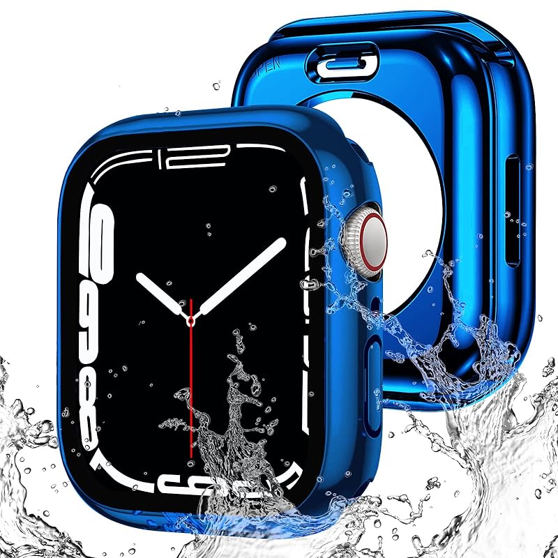【2023夏強化版】AMAPC for Apple Watch ケース 360度全面防水 バンド 水泳スポーツ専用 ガラスフィルム 一体型 apple watch 用 カバー 360フルボディ防水
