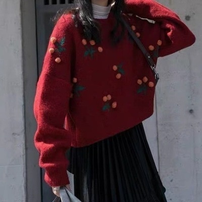 トップス セーター 長袖 ラウンドネック プルオーバー ミディアム丈 萌え袖 かわいい 大人可愛い きれいめ シンプル 上品 おしゃれ かっこいい カジュアル こなれ感 個性的 主役級 存在感 抜け感